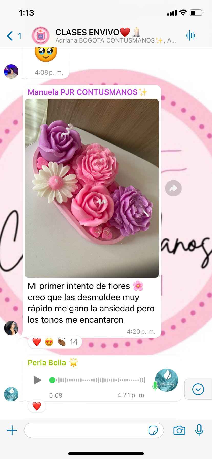 Captura original de velas en forma de flores y mensajes sobre su elaboración