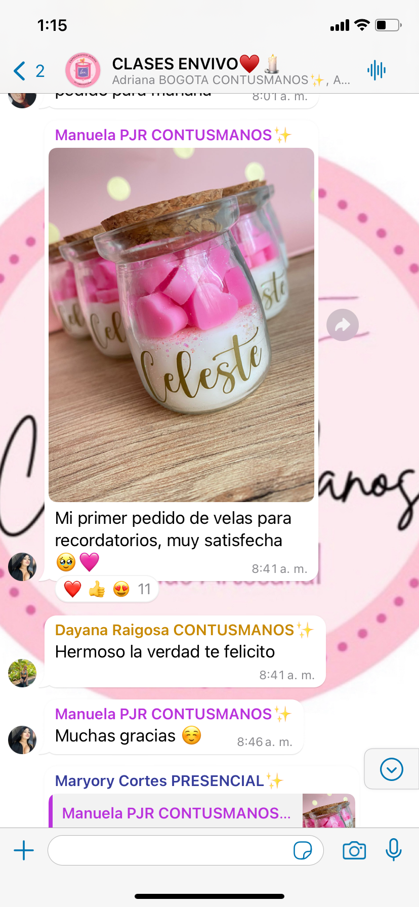 Captura original de velas para recordatorios en frascos y la conversación compartida