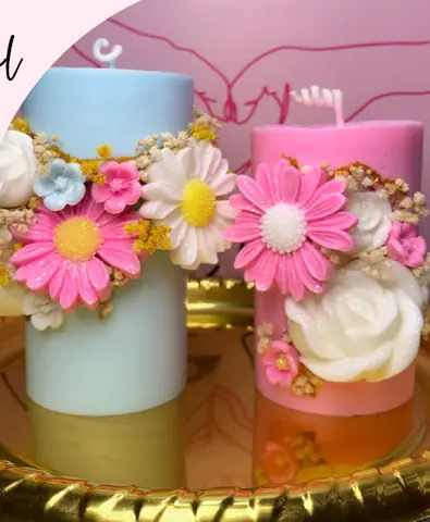 Creación artesanal: VELON CON INCRUSTACIONES FLORALES